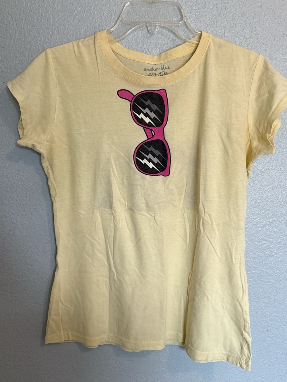anchor blue Yellow Tee with Pink Sunglasses Graphic